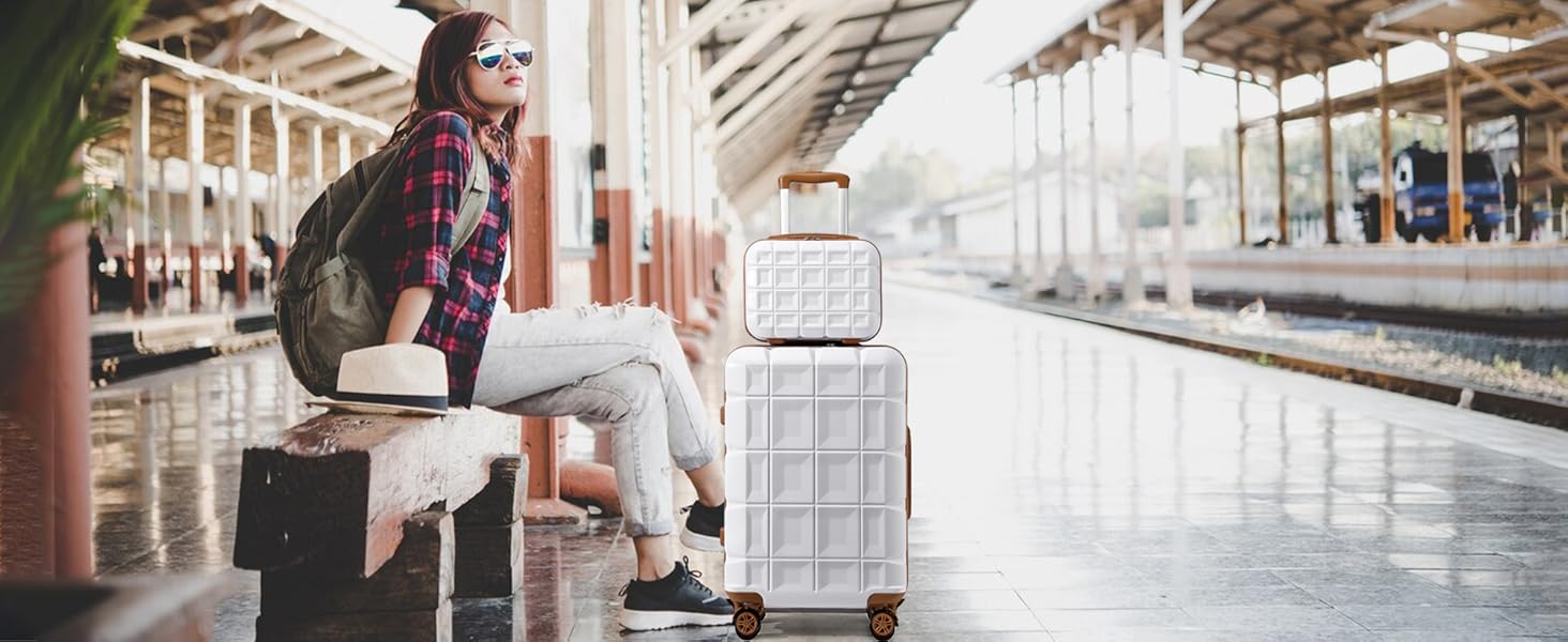 Набір валіз KONO 4 шт. з ABS-пластику з TSA замком (M, L, XL) - білий