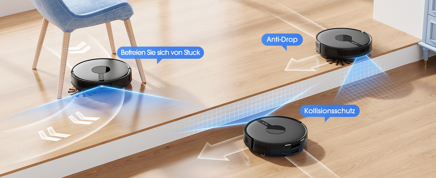 Робот-пилосос BPMIO з функцією миття підлоги та станцією самоочищення, потужність всмоктування 6500Pa, навігація LiDAR, час роботи 180 хвилин, ідеально підходить для шерсті тварин, килима та твердих підлог (B40 Plus)