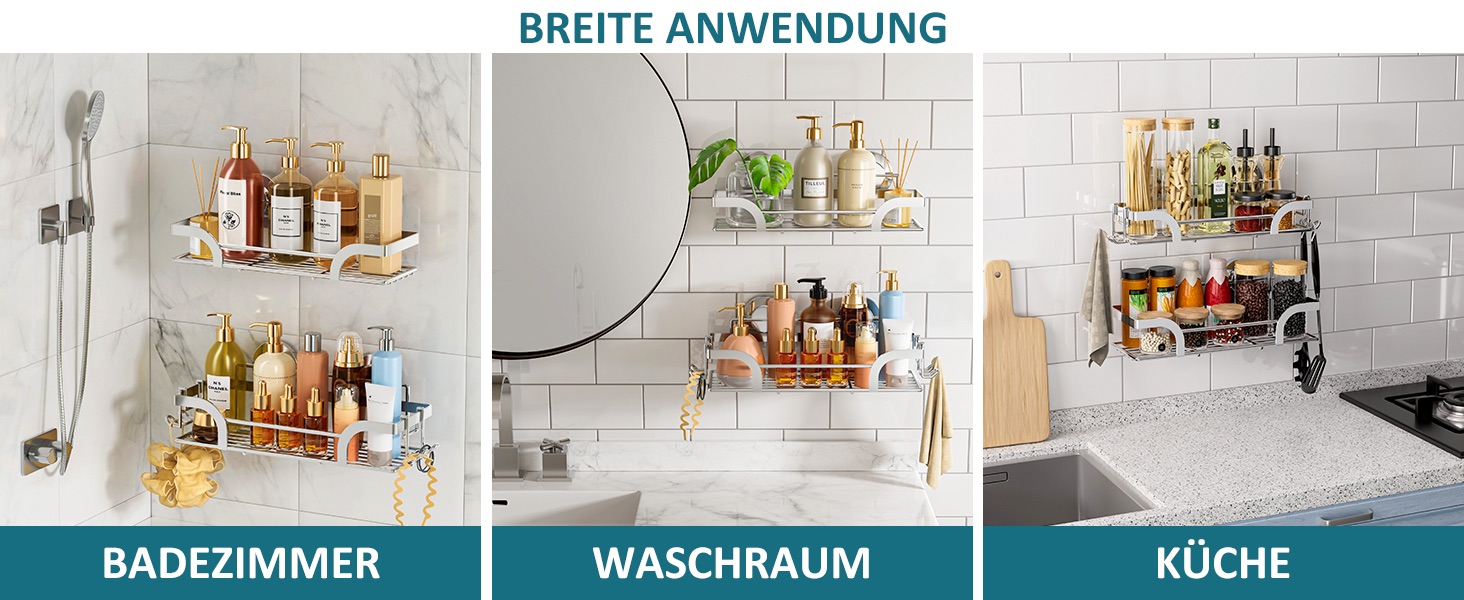 Корзина для душу TAILI з кріпленням на присоску, нержавіюча сталь, без свердління, чорний, 2 шт.