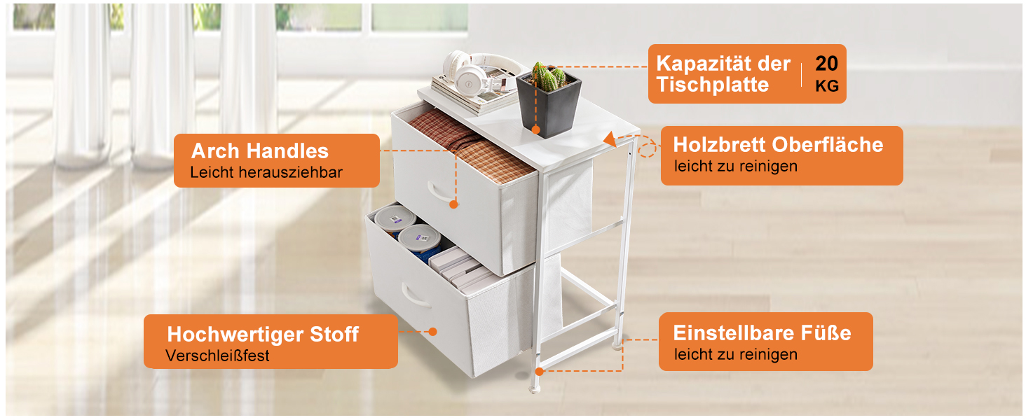 Набір приліжкових тумбочок DUMOS, 2 шт. з шухлядою, вузький комод, індустріальний стиль, для спальні, вітальні, дитячої кімнати, прихожої, білий