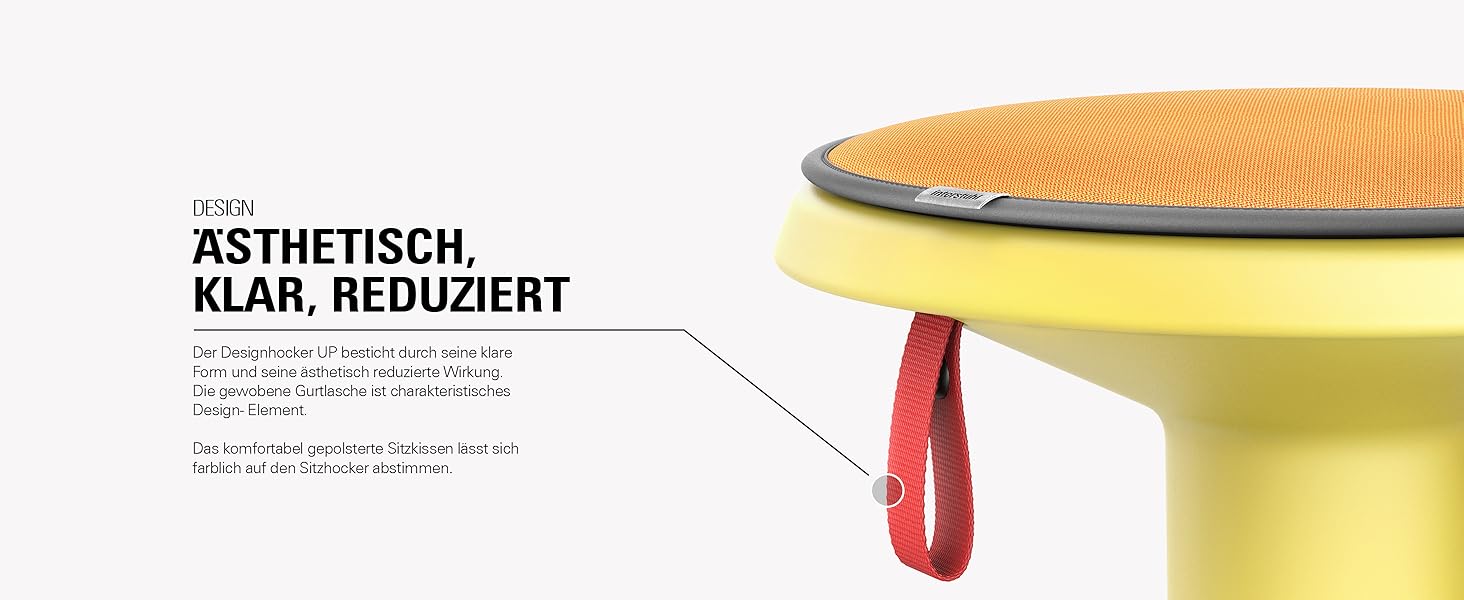 Interstuhl UPis1 - Ергономічний стілець-хокер з ефектом свингу, регульована висота, жовтий (UP Junior)