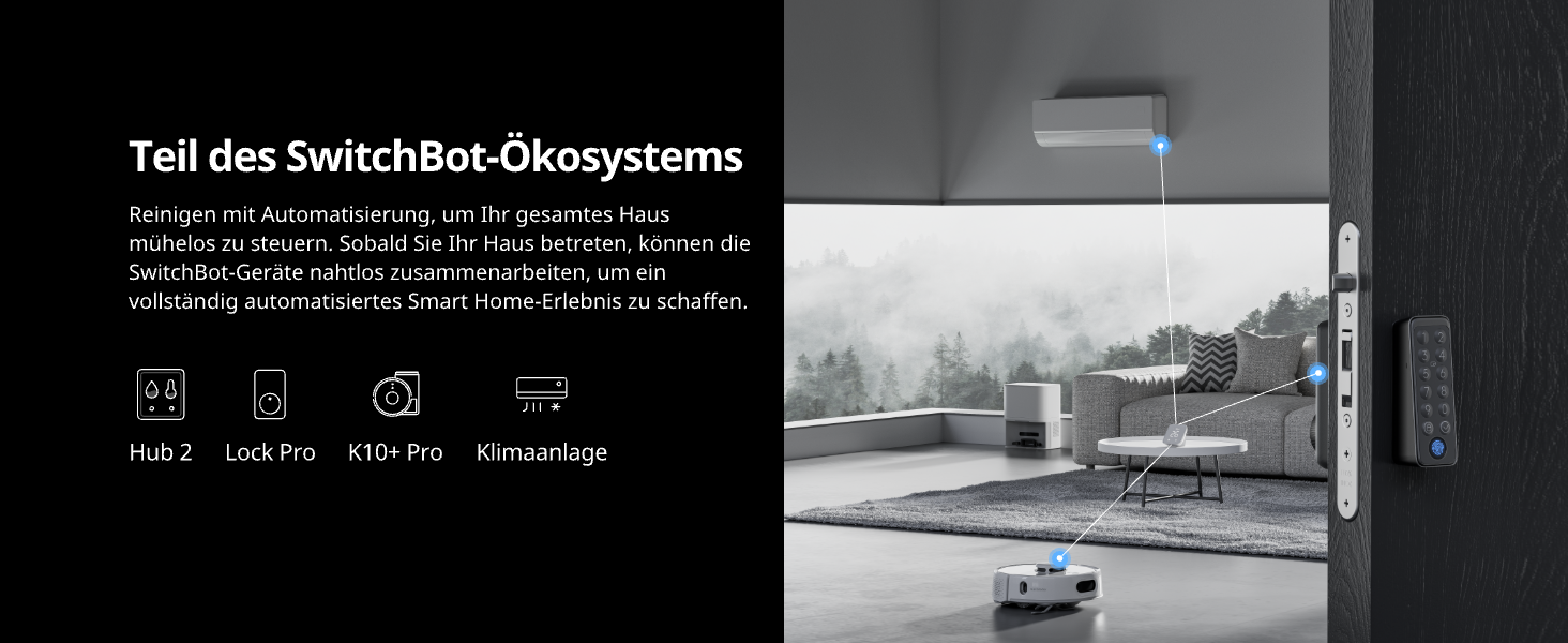 SwitchBot K10+ Pro Робот-пилосос з док-станцією для самостійного очищення, LiDAR-навігація, тиха робота 45dB, сумісний з Alexa