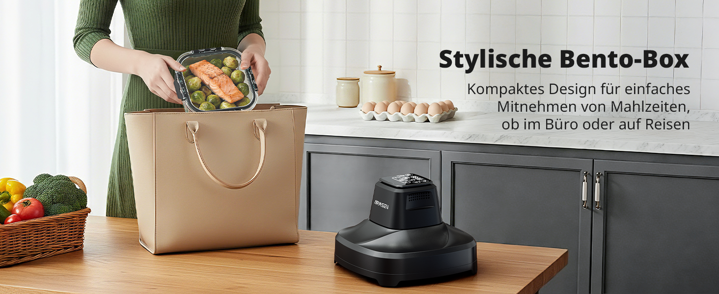 Фритюрниця повітряна AIRMSEN зі скляною чашею, 1500 Вт, 4.5L + 1.2L, 60–230 °C, 4 програми, знімна чаша, для мікрохвильовки та мийки посуду