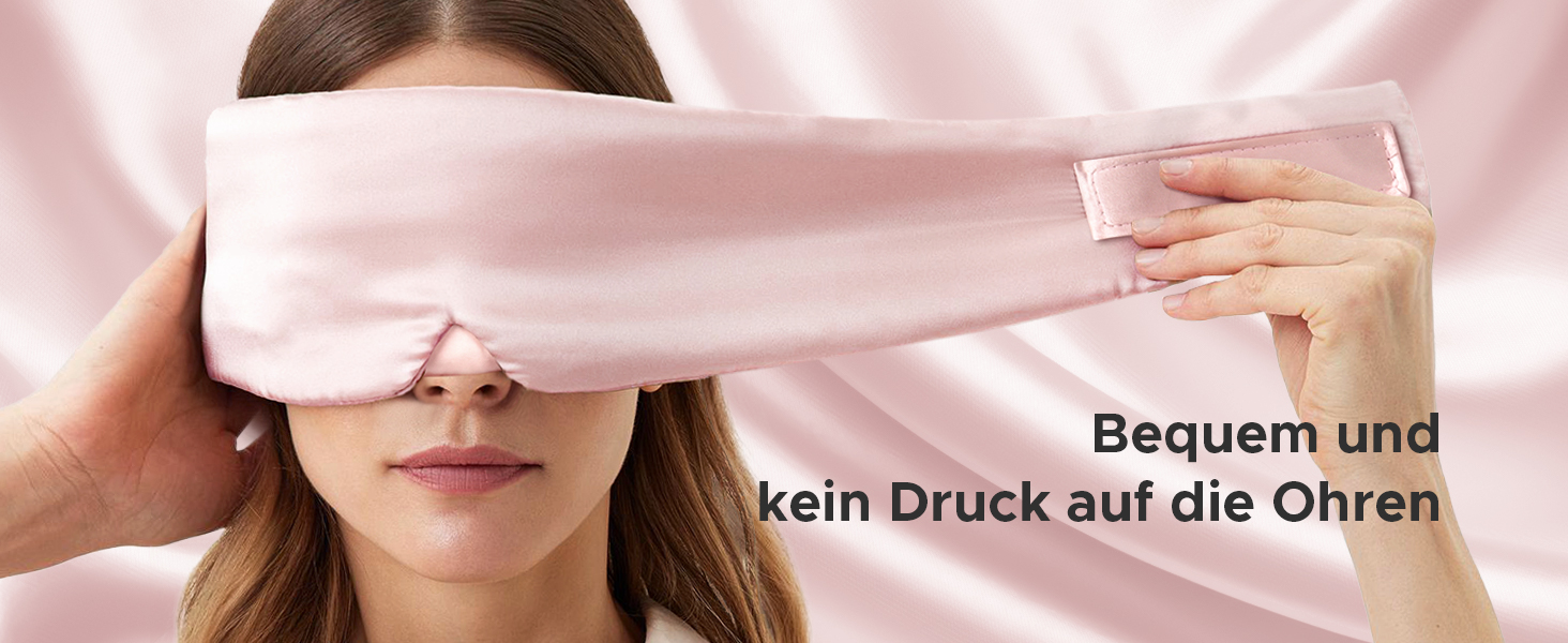 Маска для сну LitBear з 100% шовку маорі, для жінок та чоловіків, з регульованою стрічкою, рожевого кольору