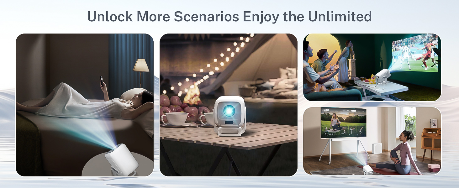 Проектор LYNCAST HY300 Pro: портативний, з Wi-Fi, Bluetooth, Android 11, 1080P/4K, поворотний 180°, для дому та на вулиці