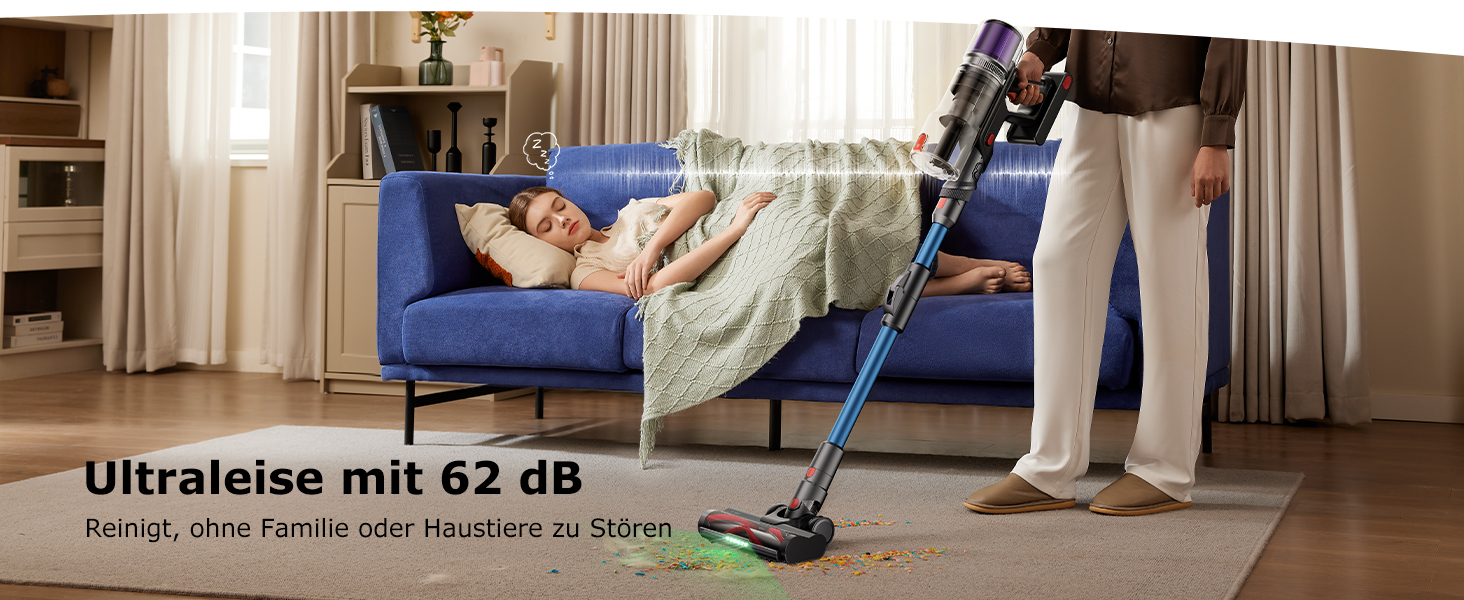 Бездротовий пилосос Proscenic P16: акумуляторний, 550W, 65 хв роботи, гнучкий згин, GreenEye, антизаплутувальна насадка, для килимів, твердих поверхонь, шерсті тварин, синій