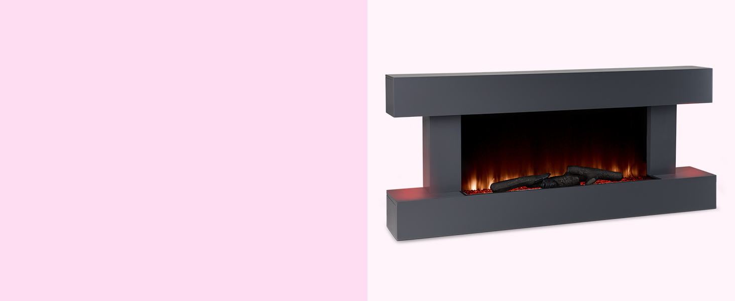 Електрокамін Klarstein Light & Fire 2 Smart, 2000 Вт, LED-імітація полум'я, настінний, з пультом і таймером, економний, корпус з МДФ, білий/чорний
