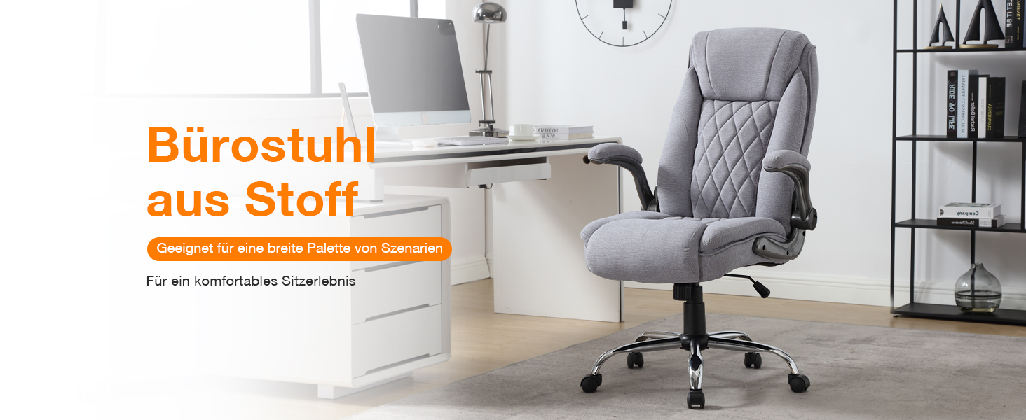 Ергономічне крісло для офісу 180 кг, крісло для столу з високою спинкою та широким сидінням, відкидні підлокітники, комп'ютерне крісло для офісу, дому, геймінгу (світло-сірий, без масажу)