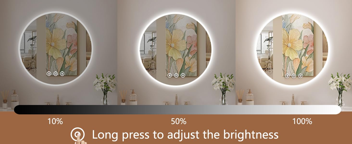 Дзеркало для ванної кімнати Habison з підсвічуванням 70x70 см LED, з годинником, сенсорним вимикачем, регулюванням яскравості, протизапобіжним покриттям, 3-кратним збільшенням, Bluetooth