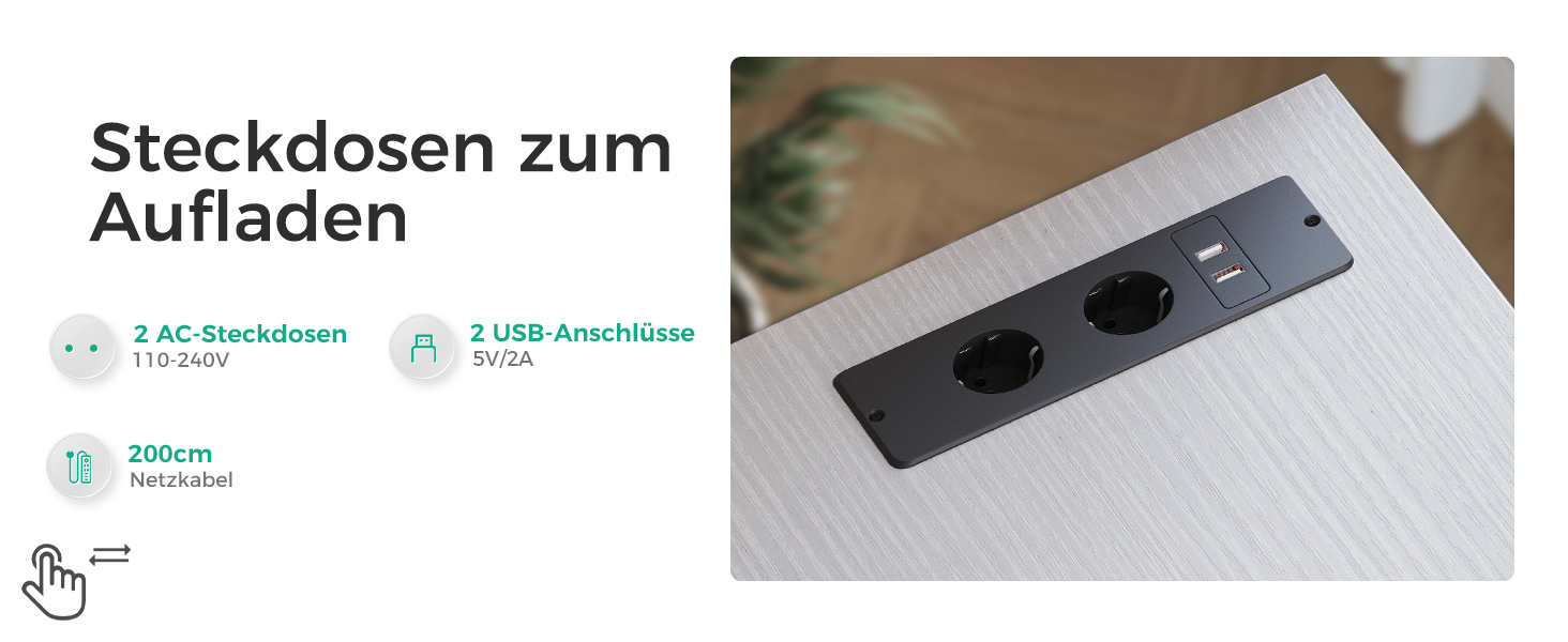 Комп'ютерний стіл Coleshome L-подібної форми з ящиками для документів, USB-роз'ємом та розеткою, для дому та офісу (білий, 140x70 см)