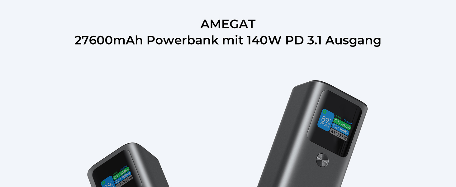 Вт, 27600 мАг Power Bank USB C Вхід і вихід Зовнішні акумулятори для мобільних телефонів PD 3.1, Цифровий дисплей, для ноутбуків, планшетів, смартфонів, навушників та інших пристроїв, 140