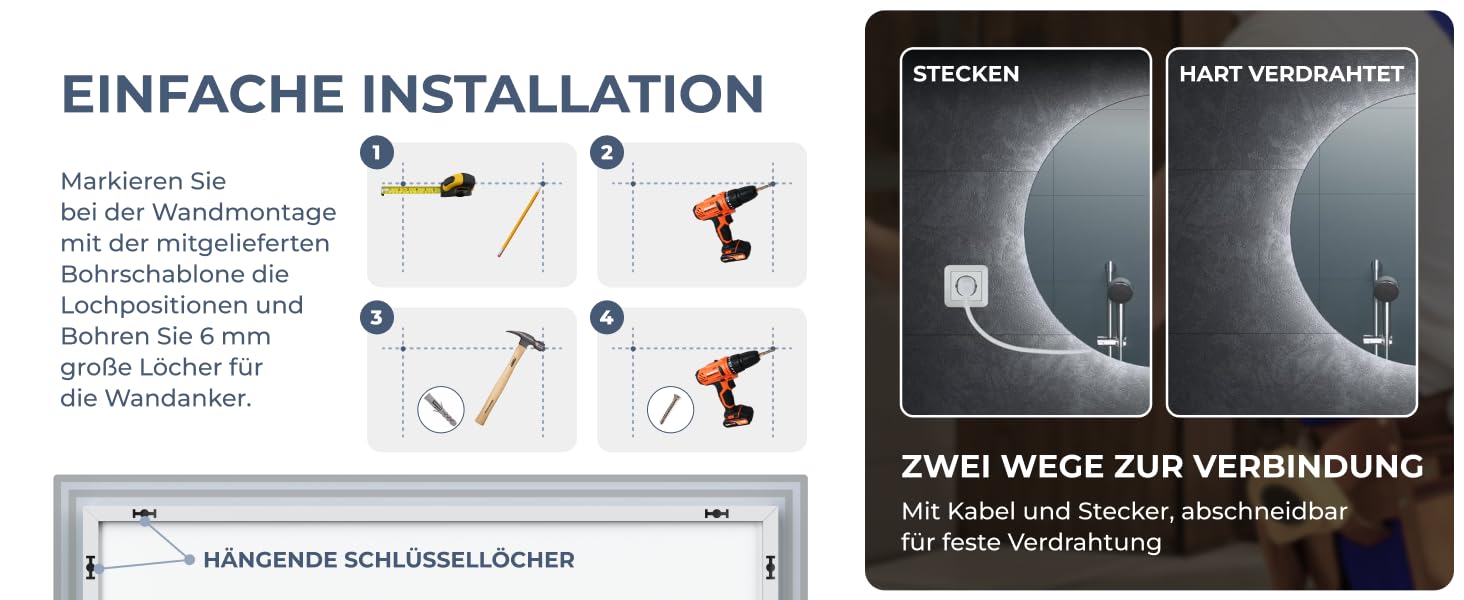 LED дзеркало для ванної кімнати BR Bringer, діаметр 80 см, з підсвічуванням, антизапарюванням, регулюванням яскравості, 3 кольори світла, сенсорне управління, пам'ять, модель BRRS201