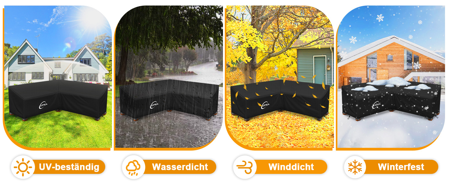Чохол для сауни/лаунж-меблів Kipiea L-подібної форми, водонепроникний, 420D, захист від вітру, 250x250x85x78 см