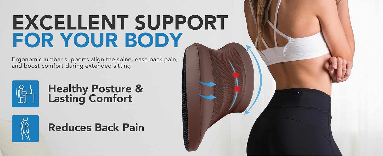 Подушка для підтримки попереку, Memory Foam, для спини, автомобіля, офісу, інвалідного візка (Коричнева)