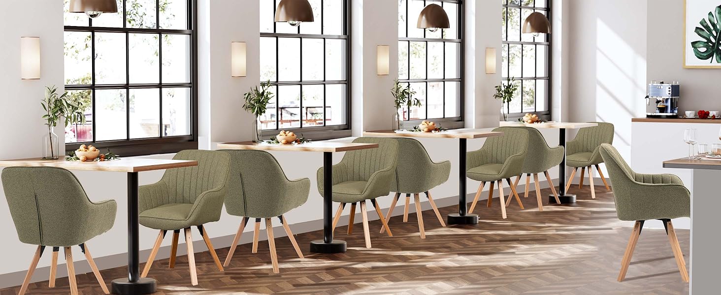 Крісло для їдальні Cosy - обертове, з підлокітниками, зелене, на дерев'яних ніжках