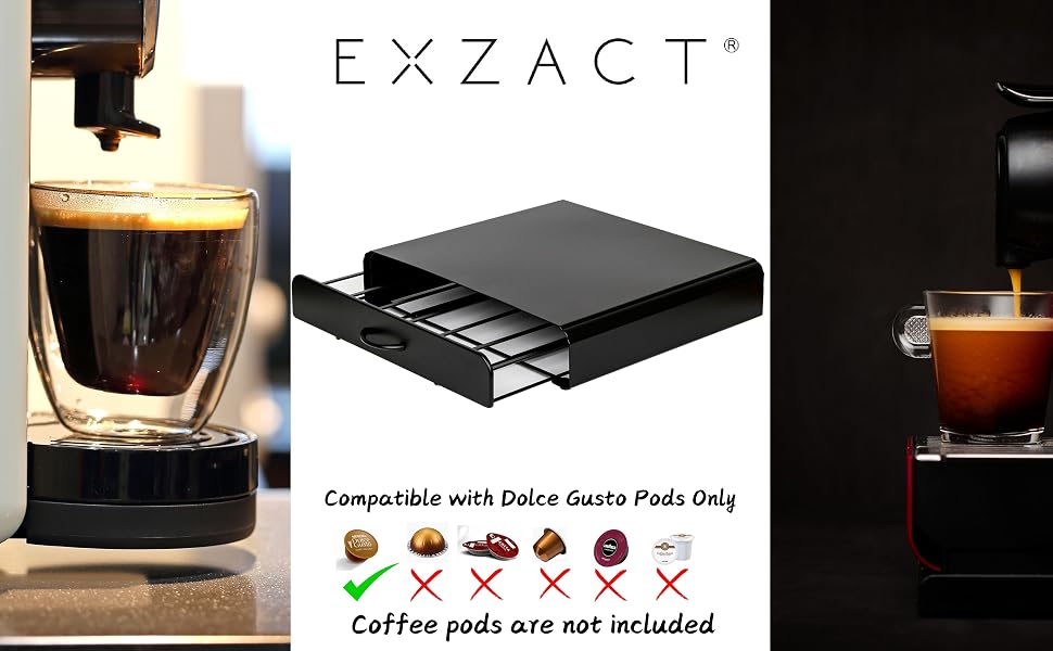 Органайзер для кавових капсул Exzact для Dolce Gusto, підставка під кавомашину 2-в-1, ємність 40 капсул, матова поверхня