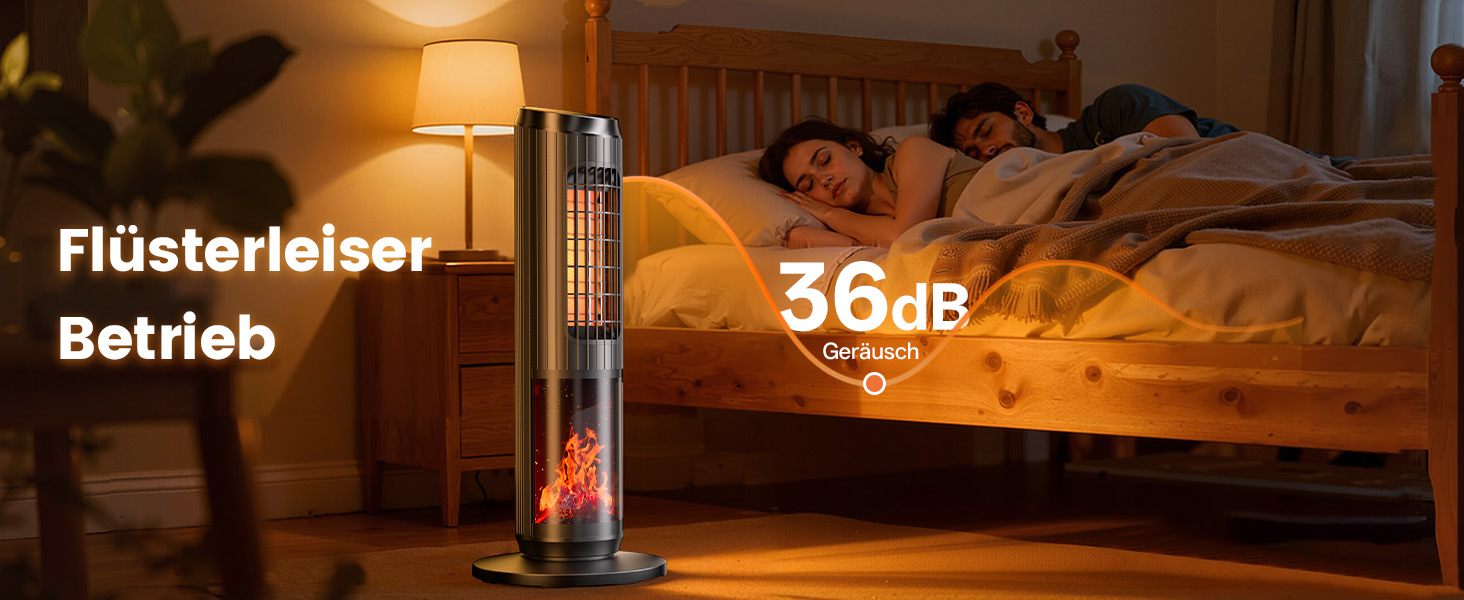 Електричний обігрівач керамічний 2000W з пультом, ефект каміну, термостат, осциляція 70°, ECO режим, 3 режими, таймер 1-8 год, захист від перегріву та перекидання, тихий для офісу та вітальні