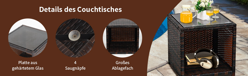 GIANTEX Набір садово-розслаблюючих меблів з ротангу для балкону/саду (2 крісла з пуфами), сірі подушки