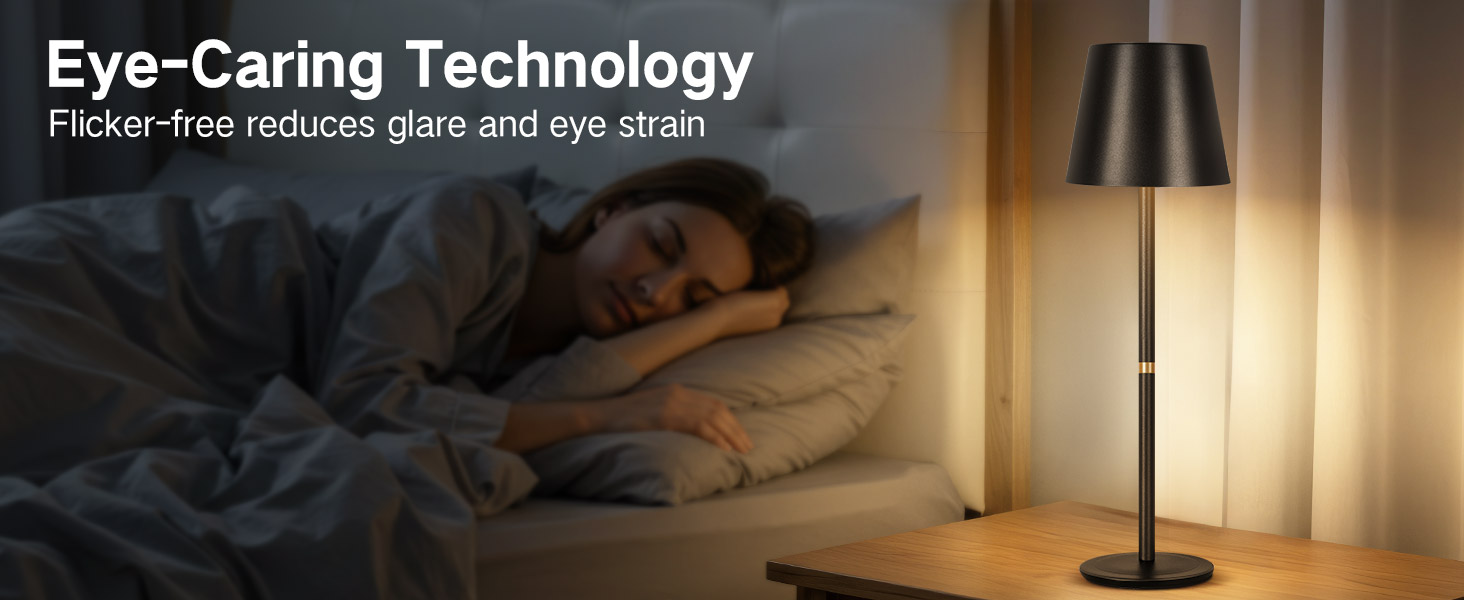 LED-лампа настільна OUTON 2 шт. бездротова з LED-індикатором, сенсорне керування, 3 колірні температури, USB-C зарядка, IP54 водостійкість, 30 годин роботи – для дому та на подарунок, чорний