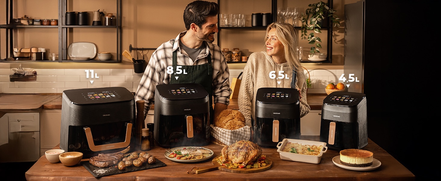 Аерофритюрниця-гриль Cecotec Cecofry&Grill Smokin' 6500 Plus 8.5Л, 2200 Вт, з функцією копчення, вікном та гриль-панеллю, чорна