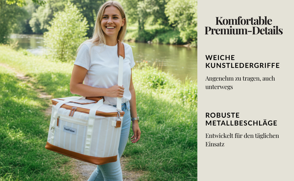 Термосумка-холодильник велика 45л XXL блакитна для пікніка, пляжу, авто, кемпінгу. Ізотермічна сумка-холодильник, складана, ретро