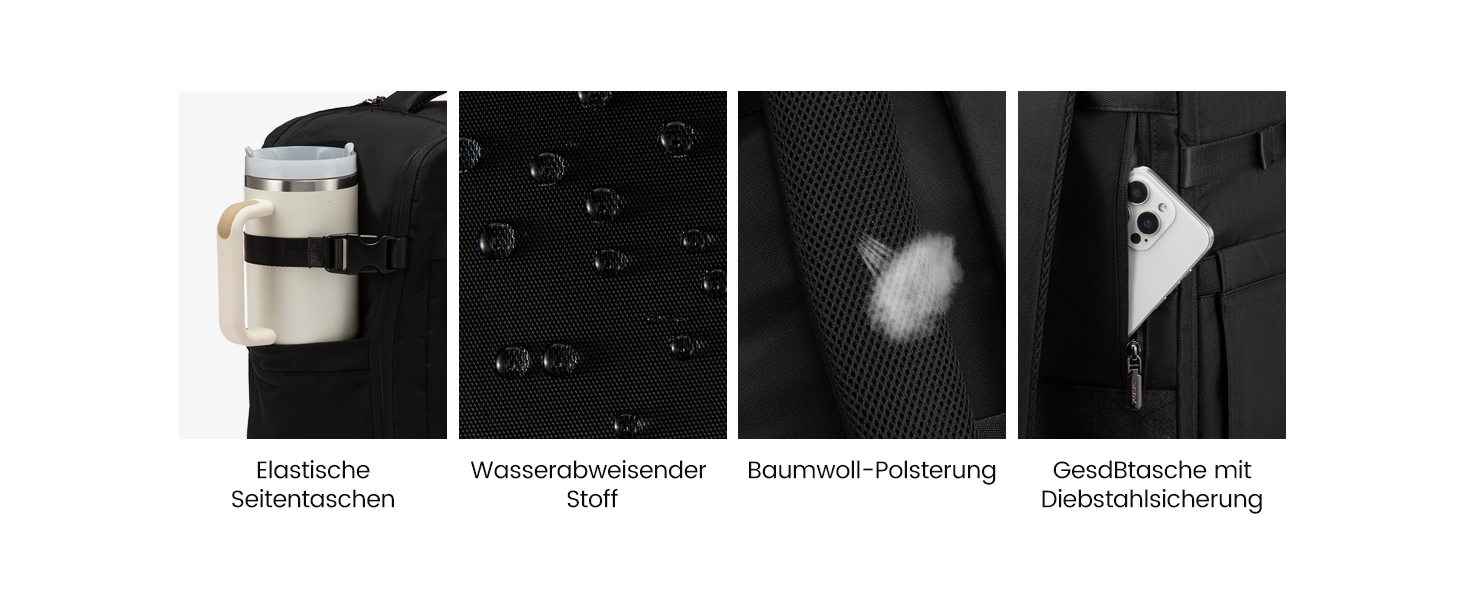 LOVEVOOK Рюкзак ручної поклажі 40x20x25 для Ryanair, 20L, рюкзак для подорожей, для ноутбука 14 дюймів, чоловічий/жіночий, з відділенням для мокрого та сухого, чорний