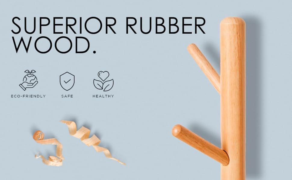 Дерев'яний вішак для одягу Edihome з 8 гачками, 172 x 38 x 38 см, для передпокою, коридору або спальні (Чорний)