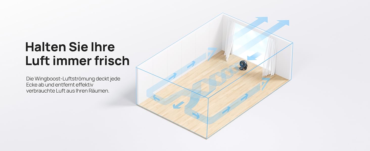 Дрео - тихий настільний вентилятор 30 см, 3 швидкості, 21 м³/хв, кут нахилу 120°, чорний