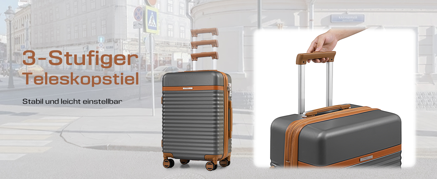 Набір валіз Joyway 5шт з ABS пластику, розширюваний, з TSA-замком, 4 колеса, сірий. Включає: валізу, велику сумку, косметичку.