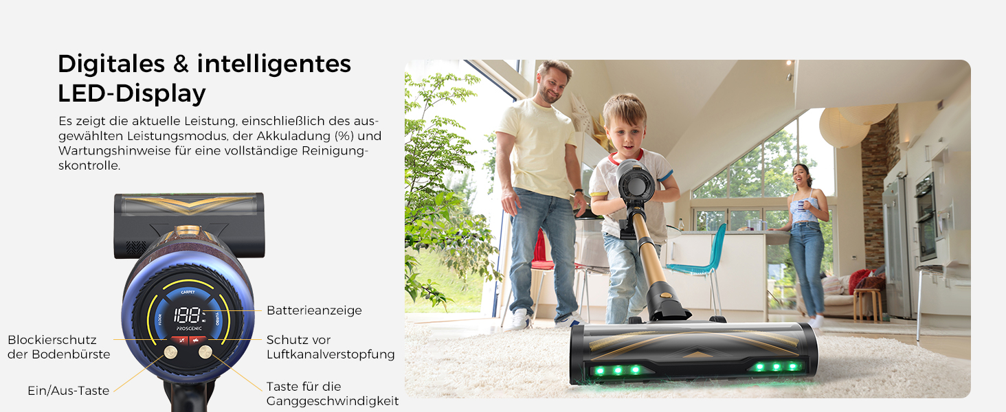 Бездротовий пилосос Proscenic P15: 55KPa, 580W, 70 хв, LED дисплей, антизаплутування, фільтр 6 шарів, для дому та авто