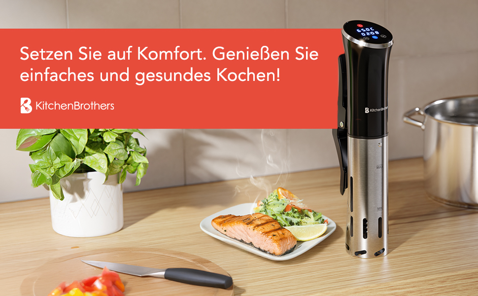 Набір для приготування су-від KitchenBrothers: су-від паличка, таймер, 1200W, чорний (без аксесуарів)