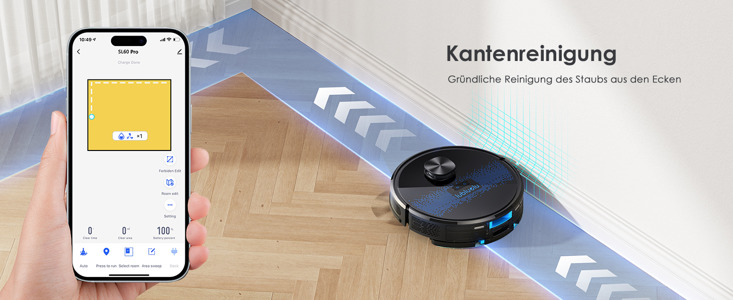 Робот-пилосос Lubluelu SL60 Pro 3-в-1 з док-станцією, Lasernavigation, APP управління, 4500Pa, для твердих поверхонь, килимів, шерсті тварин