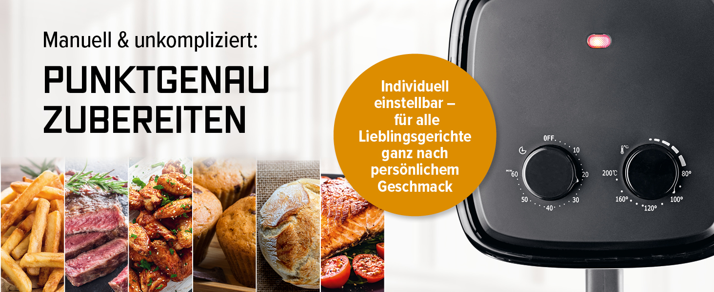 Аерофритюрниця GOURMETmaxx 3.1Л, 1350 Вт: мультифункціональна фритюрниця без олії з 6 програмами, таймером на 60 хв та функціями розморожування та підігріву