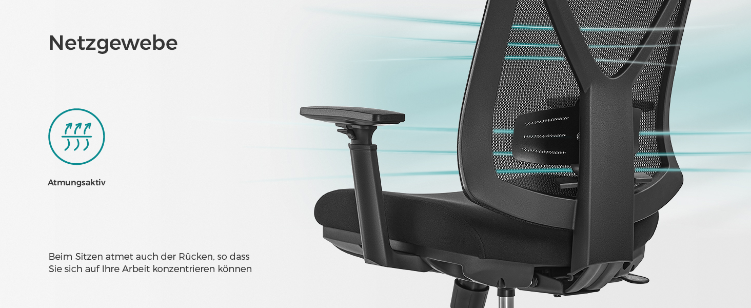 Офісний стілець SONGMICS з підставкою для ніг, ергономічний, з підтримкою попереку, регульованою головою та підлокітниками, регулюванням висоти та функцією гойдання, до 150 кг, чорний OBN61BKV1