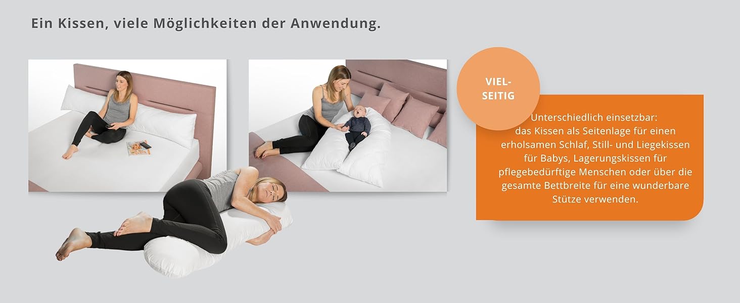 Подушка для сну на боці sleepling (Body Pillow) 40 x 145 см, м'яка мікрофібра, гіпоалергенна, Ökotex, з наволочкою