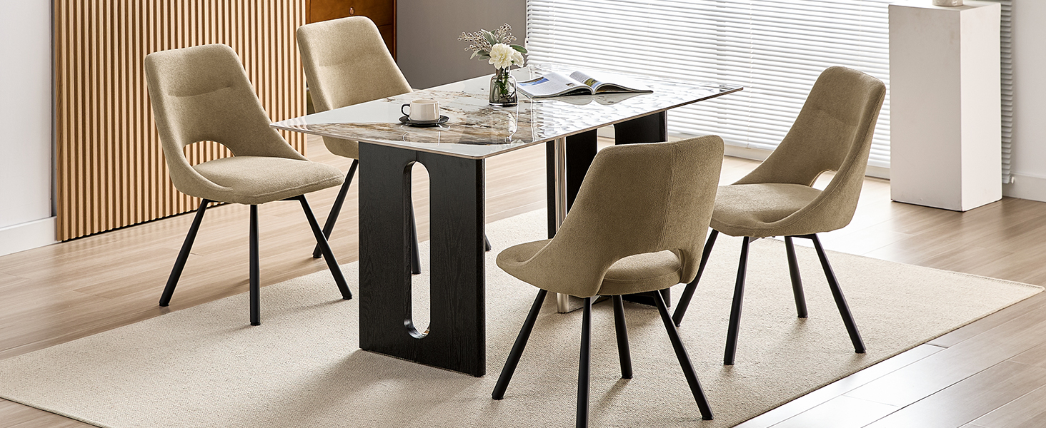 Обідні стільці поворотні 4 шт., 180° обертання, м'яка тканина кашмір-бавовна, чорні металеві ніжки, для кухні, вітальні, їдальні, хакі, 4 шт.