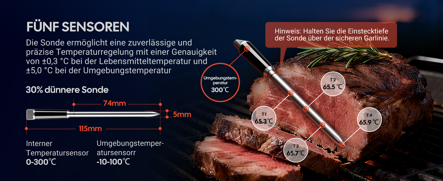 Термометр для м'яса INKBIRD INT-31-BW: бездротовий, Wi-Fi, Bluetooth, для приготування на грилі, в духовці, мангалі, фритюрниці