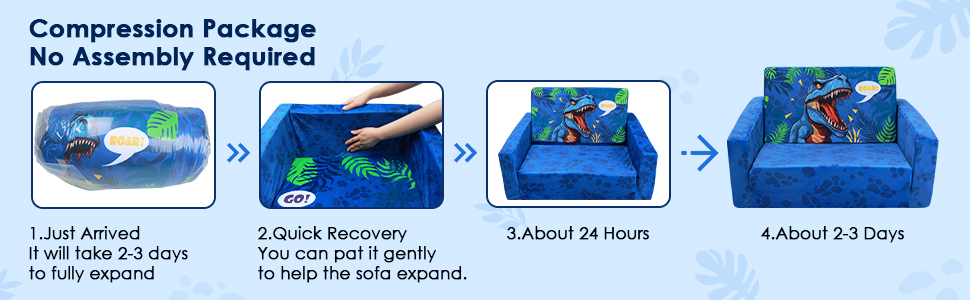 Дитяче крісло-софа 2 в 1 з кишенькою та неслизьким подушкою, розкладне, з єдинорогом для дитячої, вітальні, ігрової кімнати