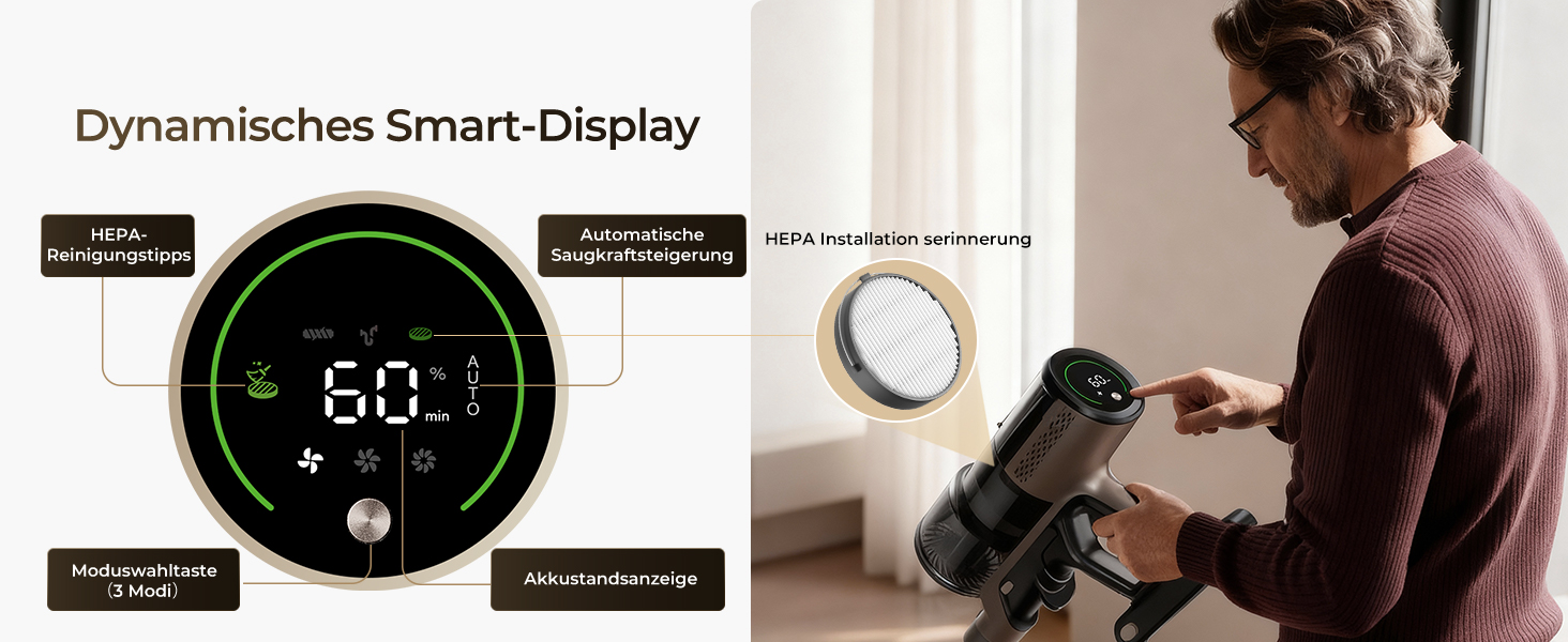 Proscenic P20: Акумуляторний пилосос 2-в-1 з функцією вологого прибирання, 70 кПа, 70 хв, 680 Вт, чорний. Для килимів та шерсті тварин