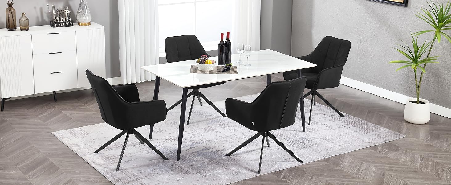 Набір обідніх стільців WOLTU 2 шт., поворотні, для кухні, вітальні, їдальні, з м'якими сидіннями та підлокітниками, метал, жаккард, темно-сірий