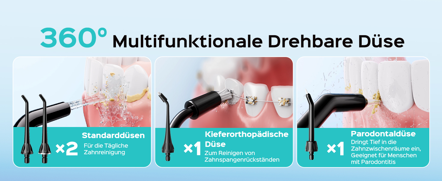 COSLUS Електрична душова лійка: 20 бар, IPX7, водонепроникна, 4 режими для догляду за порожниною рота, 5 інтенсивностей, чорна