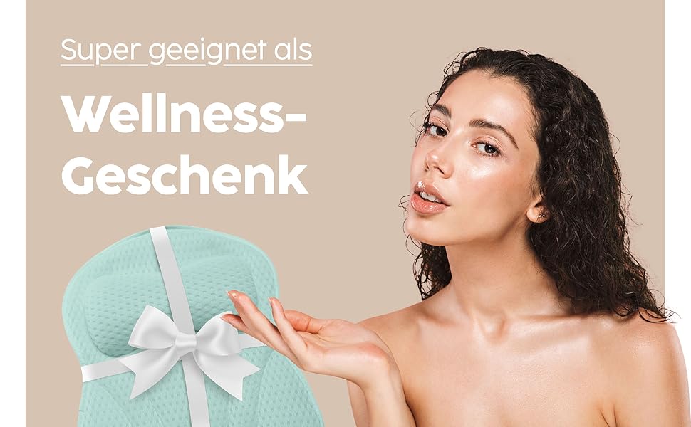 Подушка для ванни Vesta+ Badewannenkissen L з присосками, м'ятного кольору, для шиї та підтримки голови