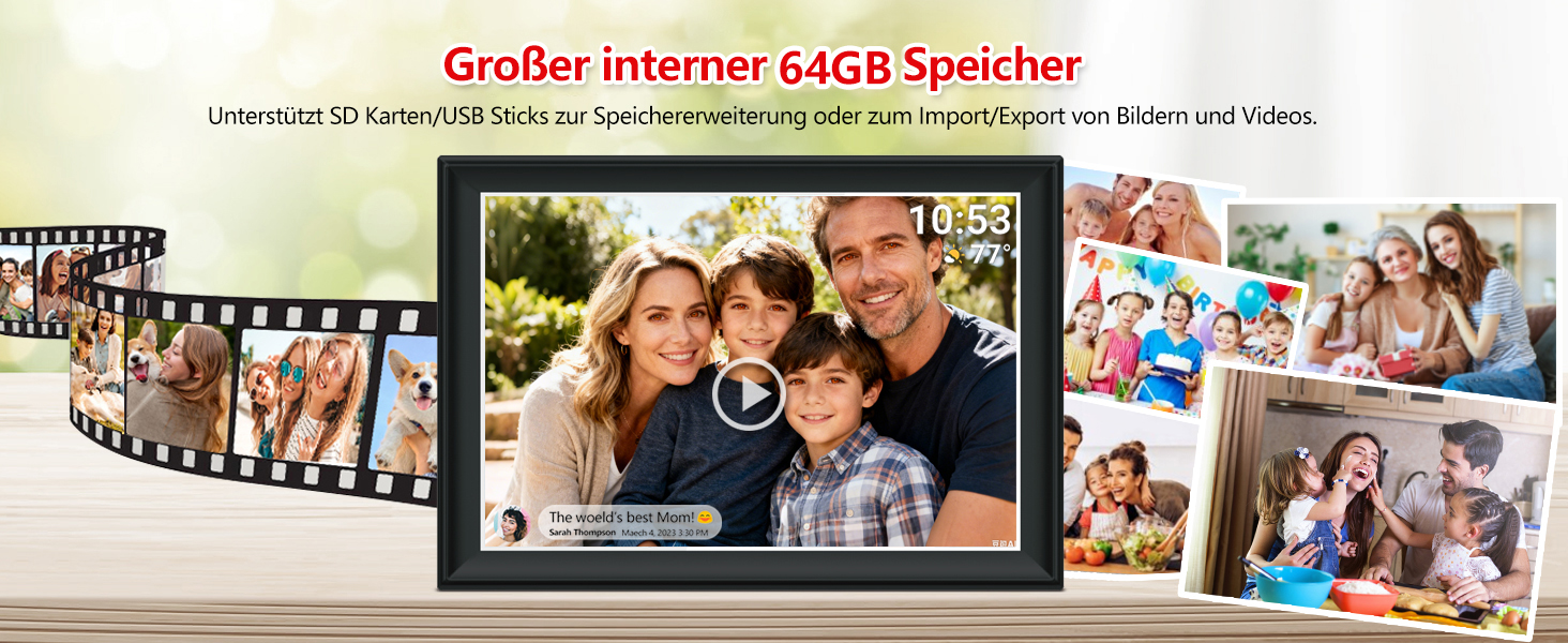 FRAMEO Цифровий фоторамка 15.6" WiFi, IPS, FHD 1920x1080, 32GB, сенсорний екран, автоповорот, для стін, віддалений доступ через додаток FRAMEO