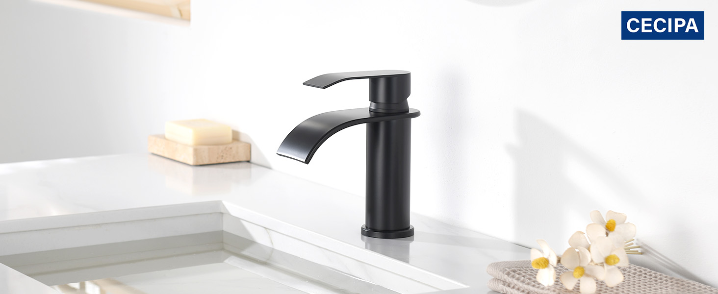 Змішувач для ванної CECIPA Gebürstet, нержавіюча сталь, чорний, 86 мм | Змішувач для умивальника | Змішувач для ванної кімнати