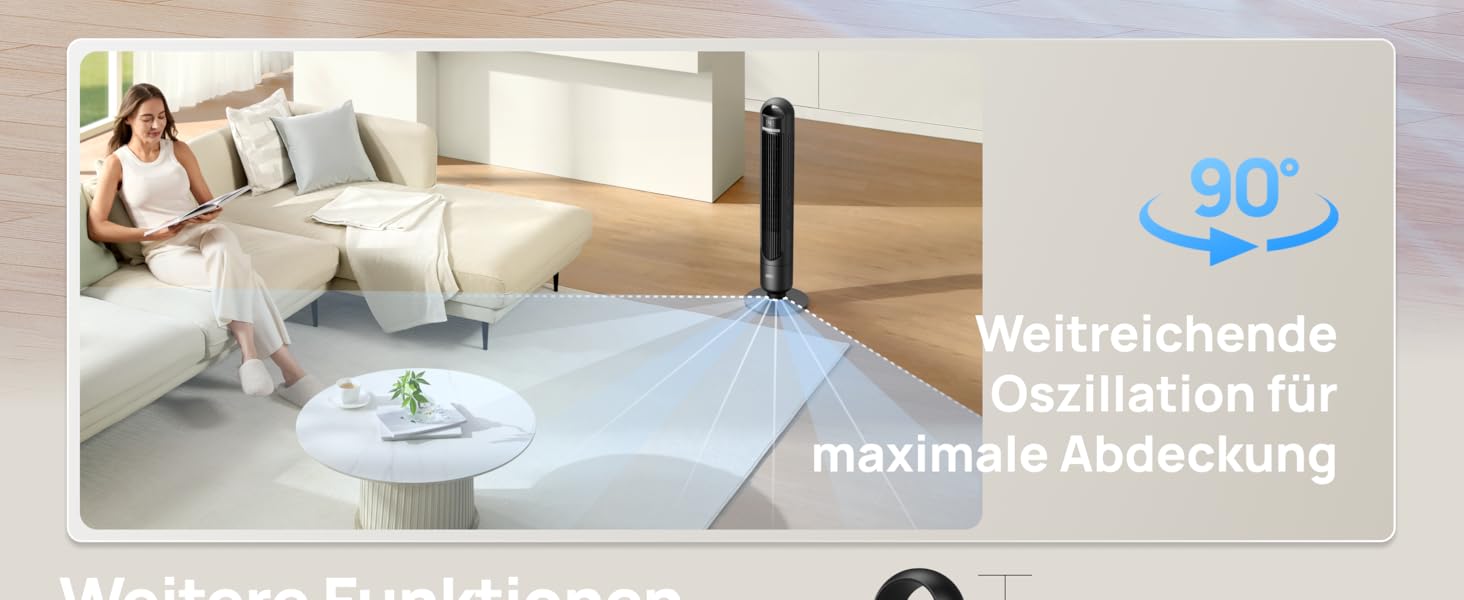Вентилятор підлоговий DREO Smart Tower 91.5 см: тихий, з пультом, WiFi, Alexa/Google, 90° осциляція, 4 режими, таймер 8 год, для дому/офісу (чорний)