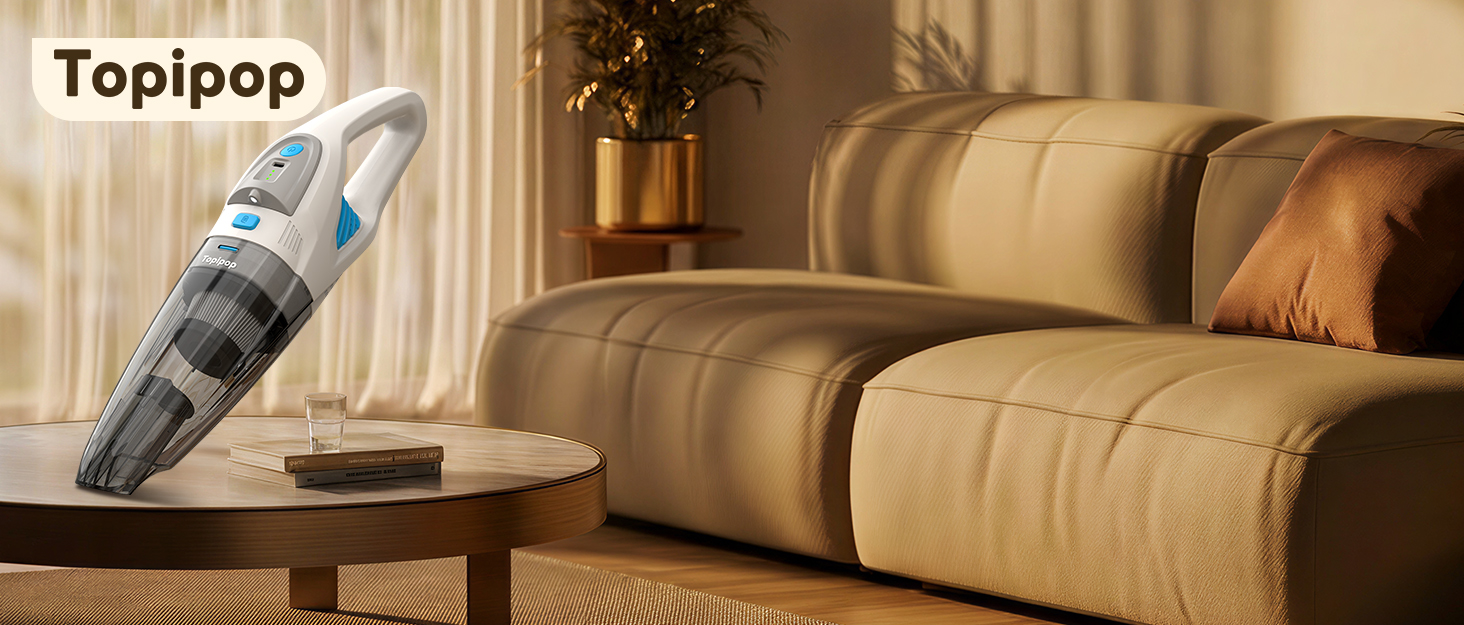 Акумуляторний ручний пилосос для авто та дому, 25000Па, бездротовий з HEPA-фільтром та набором насадок, білий