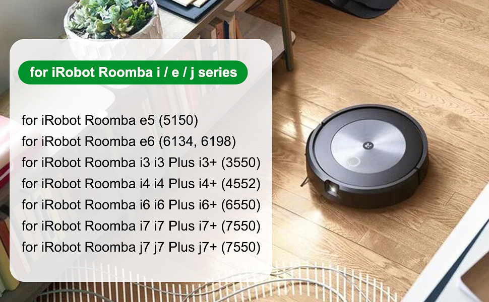 Запасні частини drrobor аксесуари для iRobot Roomba E / I / J серії i7 i7 i3 i3 i4 i4 i6 i6 i8 j7 J7 плюс робот-пилосос E5 E6 E7, 4 гумові щітки, 8 фільтрів високої продуктивності, 8 бічних щіток набір Roomba I7