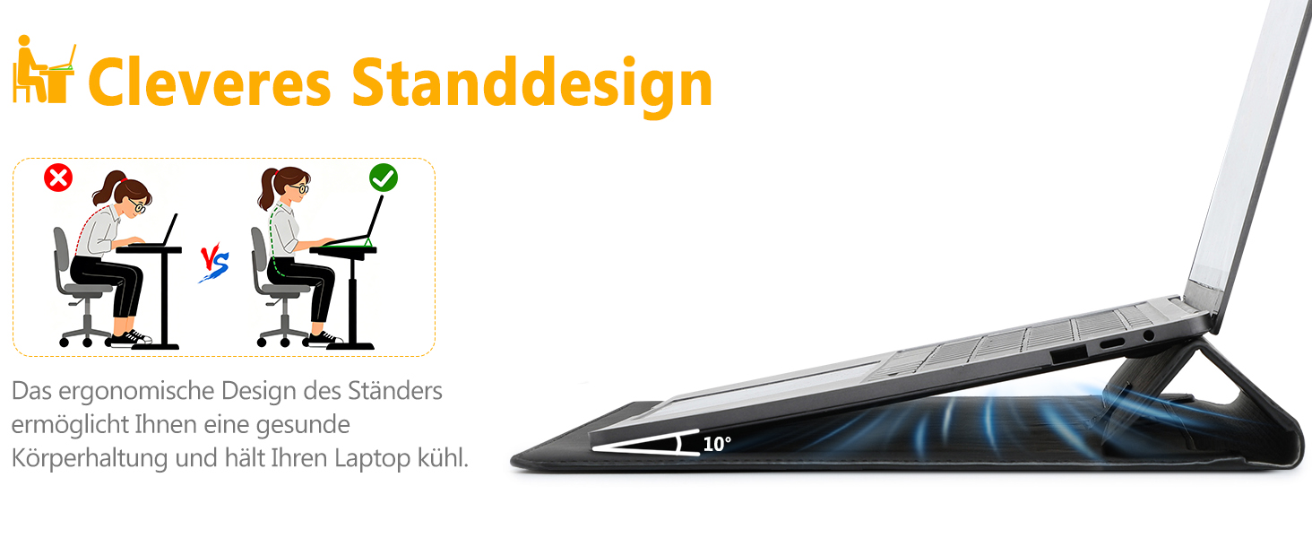Чохол-сумка для MacBook 15 дюймів з підставкою, захисний кейс HYZUO, чорний