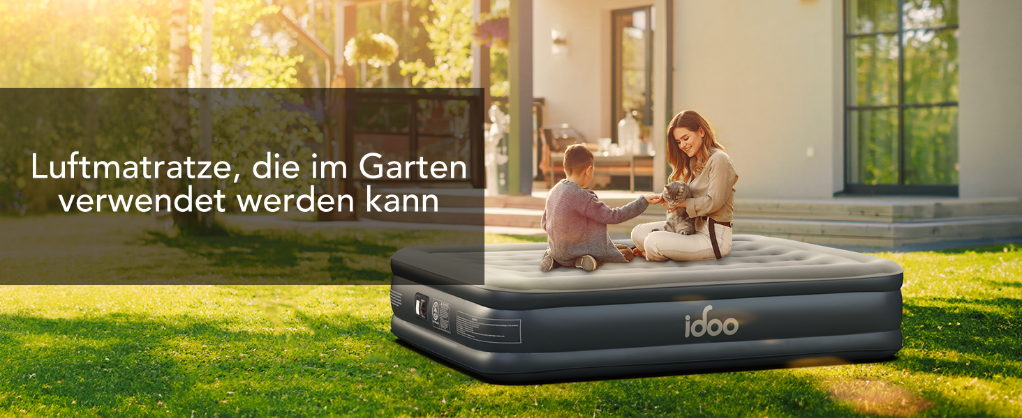 Надувний матрац iDOO самонадувний, 2 персони, з електричним насосом, для кемпінгу, 152x203x46 см, 295 кг