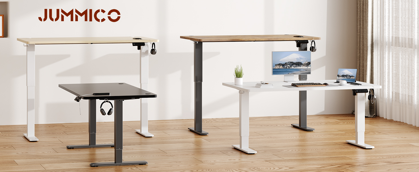 Електричний регульований стіл JUMMICO 120x60 см, коричневий з USB-портом для зарядки | Ергономічний стіл для роботи та навчання